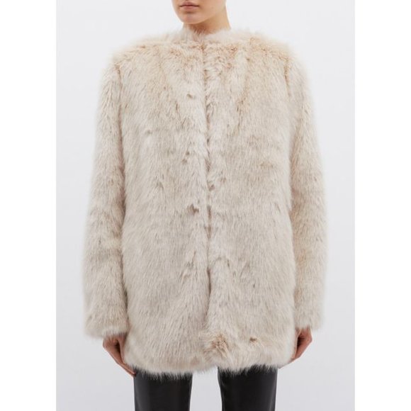 NWT Helmut Lang Faux Fur Oversize Coat Beige M - Picture 5 of 7